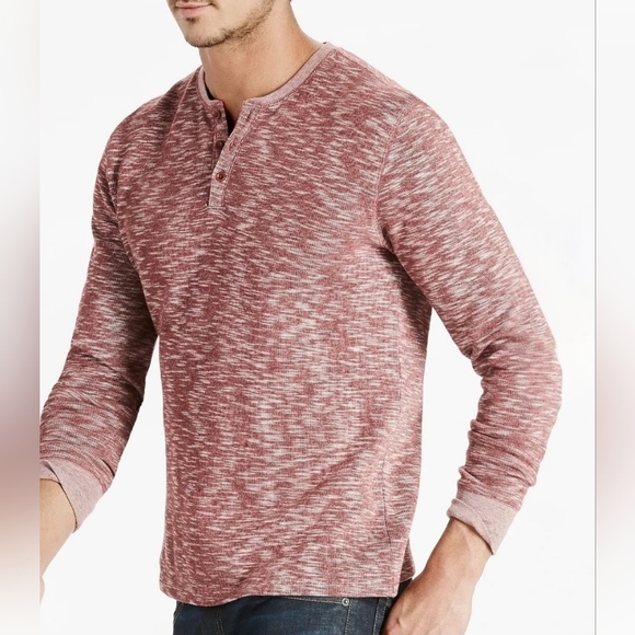 Lucky Brand Men's Burgandy Twisted Slub Long Sleeve Henley Shirt XXL NWT - Picture 1 of 9